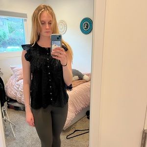 Madewell black crochet blouse
